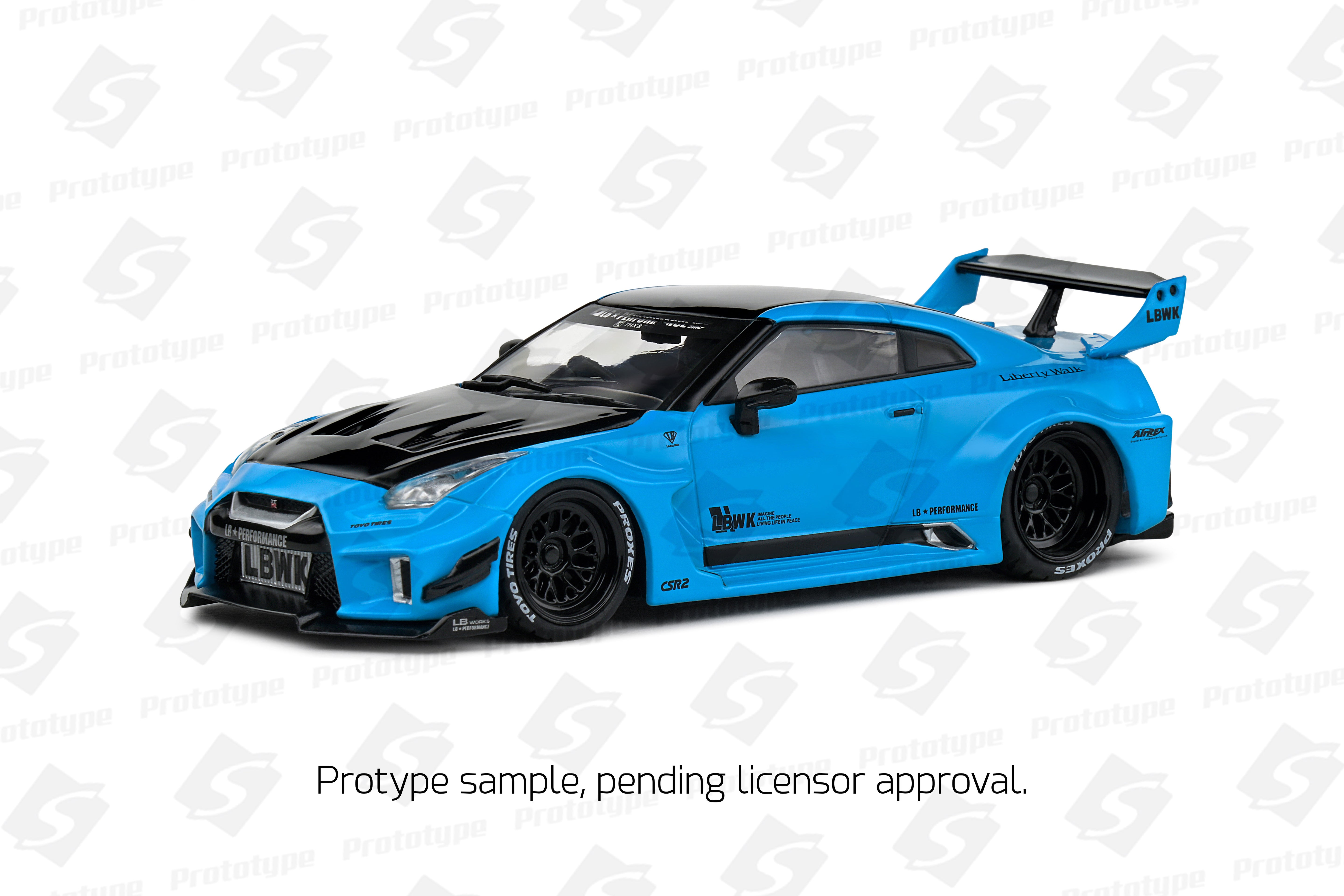 SOLIDO 1:43 Diecast, 2019 Nissan Skyline GT-R (R35) Liberty Walk Body Kit, Miami Blue - S4311209