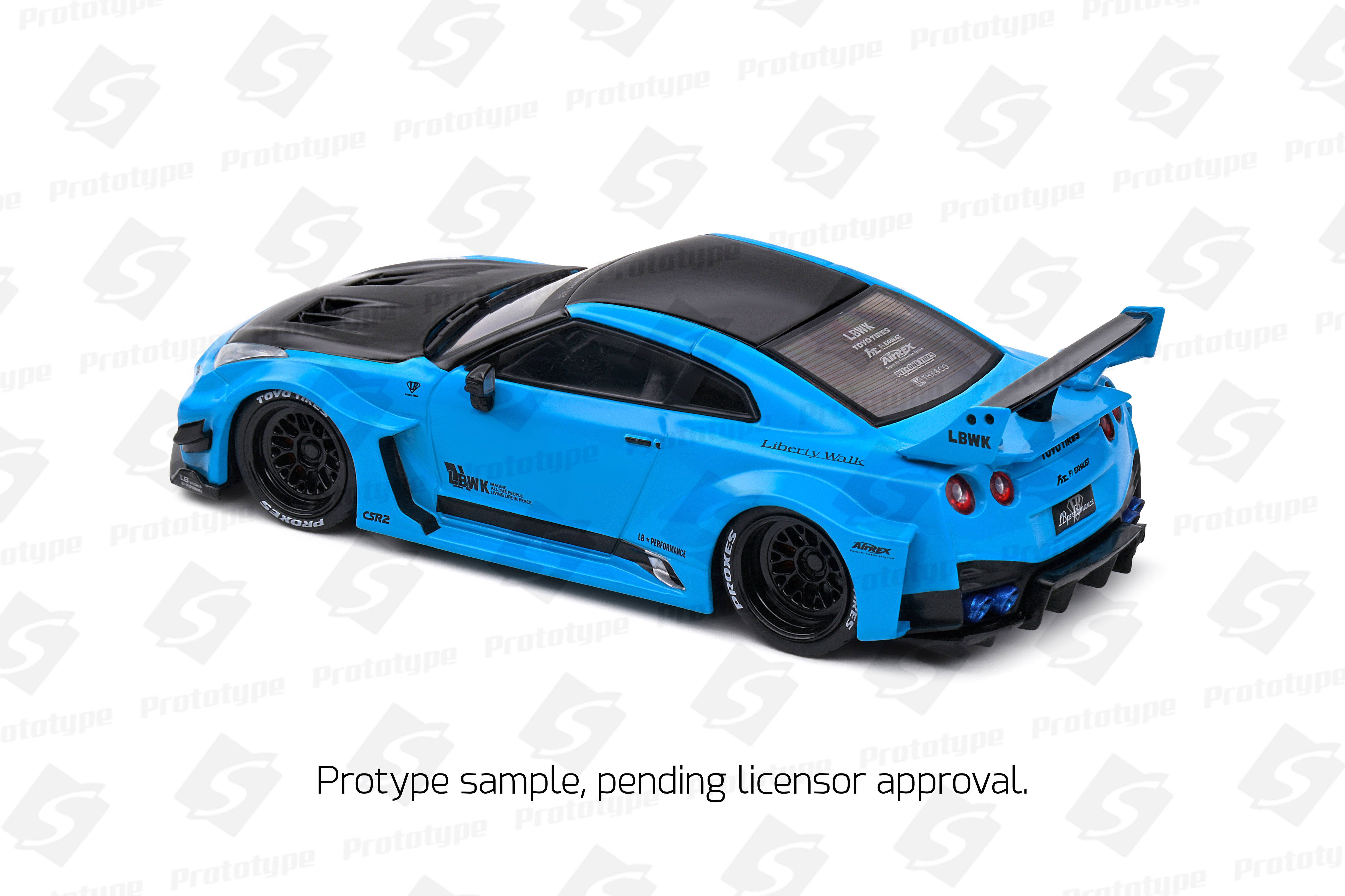 SOLIDO 1:43 Diecast, 2019 Nissan Skyline GT-R (R35) Liberty Walk Body Kit, Miami Blue - S4311209