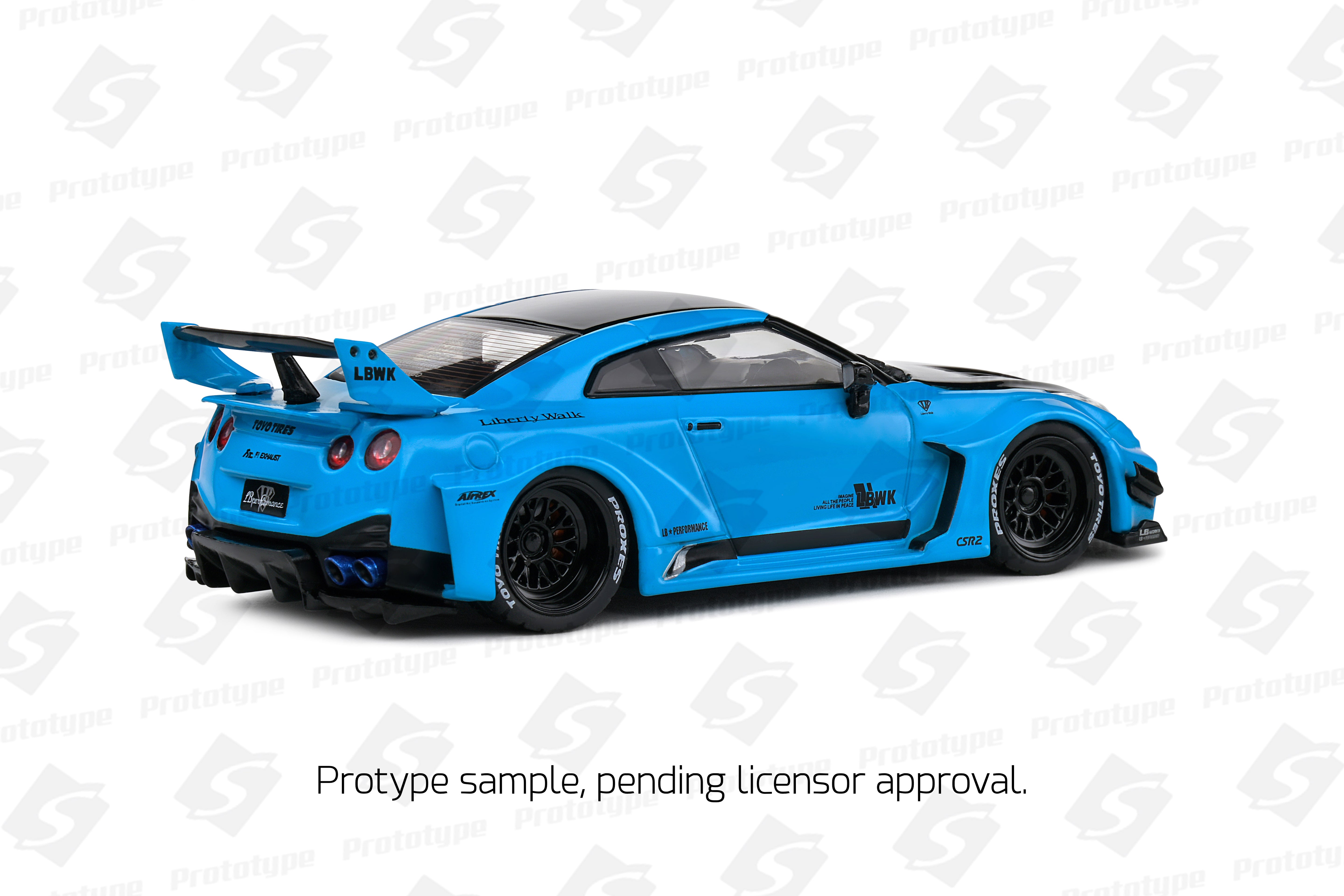 SOLIDO 1:43 Diecast, 2019 Nissan Skyline GT-R (R35) Liberty Walk Body Kit, Miami Blue - S4311209