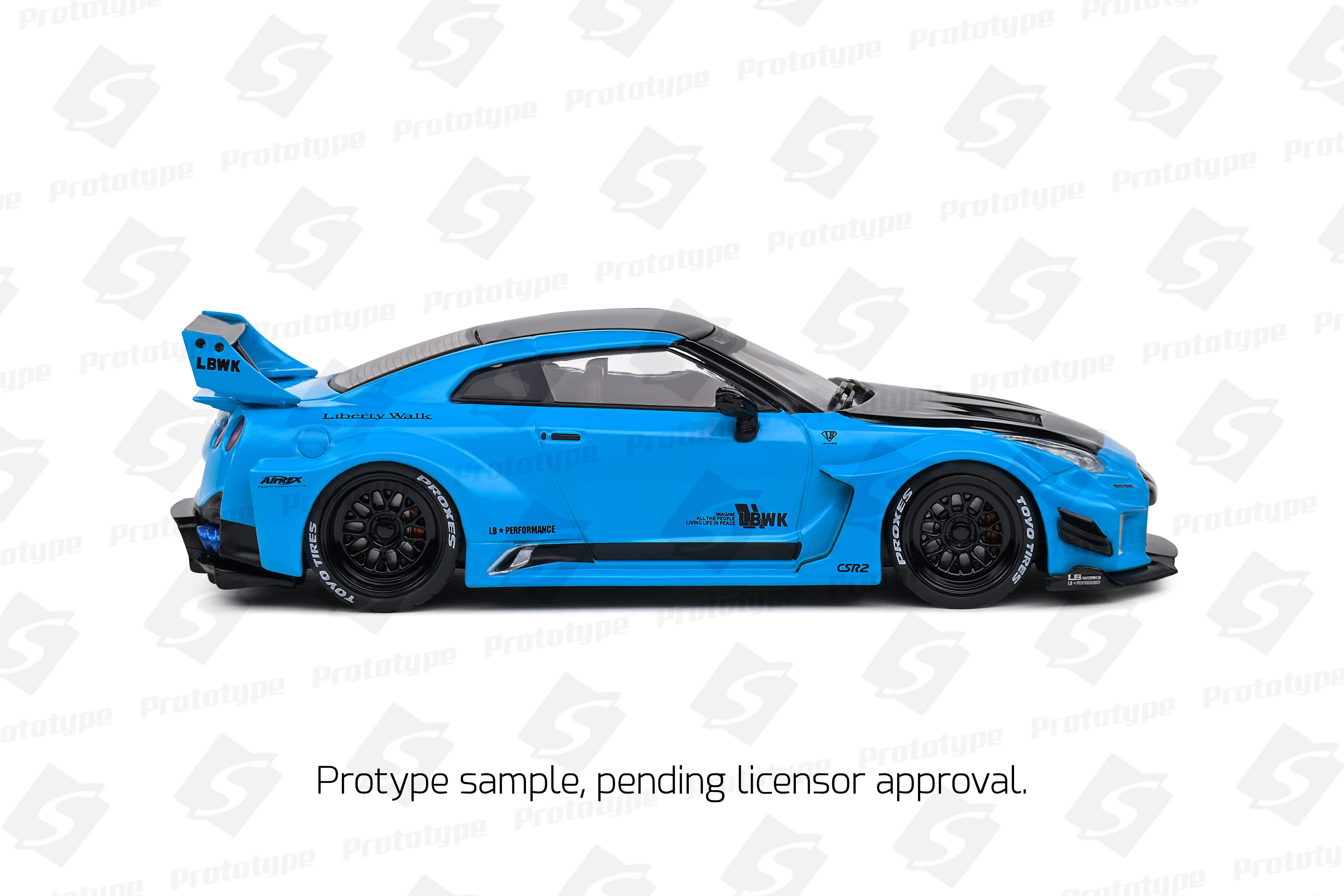 SOLIDO 1:43 Diecast, 2019 Nissan Skyline GT-R (R35) Liberty Walk Body Kit, Miami Blue - S4311209