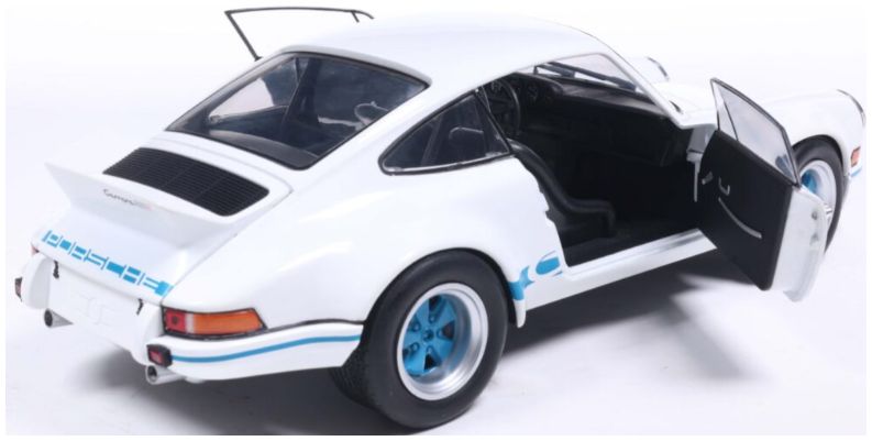 SOLIDO 1:18 Scale - 1973 Porsche 911 RSR White/Blue Carrera Stripes - S1801119