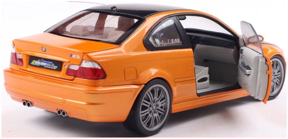 SOLIDO 1:18 Scale - 2000 BMW E46 M3 COUPE SOLIDO WORKS, ORANGE - S1806509