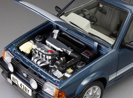 SUNSTAR 1:18 Scale - 1981 Ford Escort Mk3 RS1600i, Caspian Blue - RHD UK EXCLUSIVE - 360 Pieces