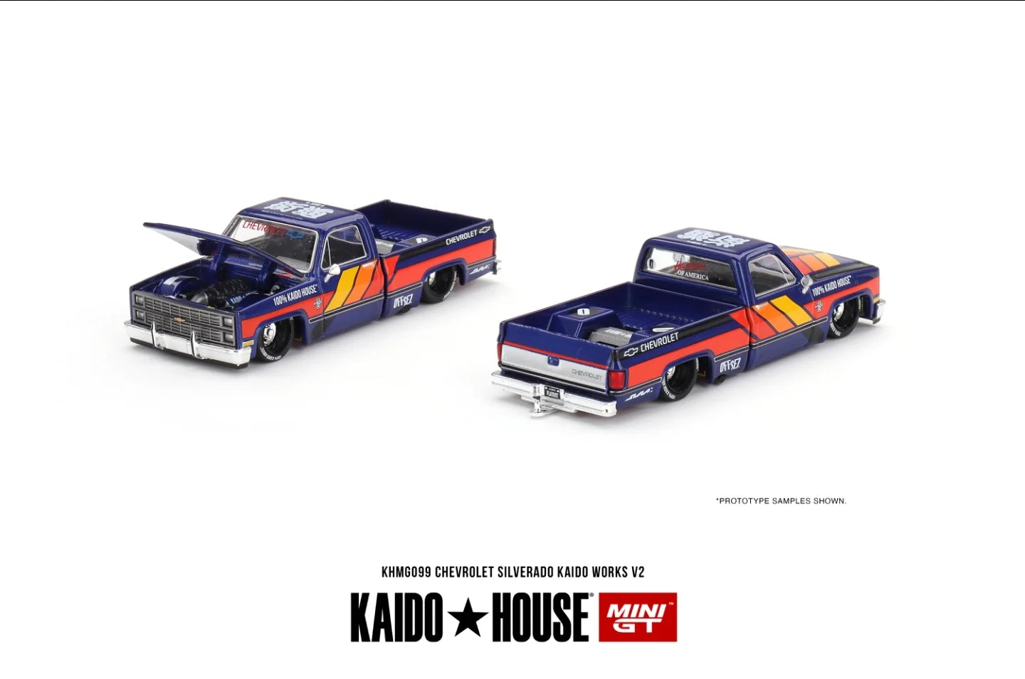 Mini GT 1:64 Kaido House Chevrolet Silverado Pick Up V2, Blue - KHMG099