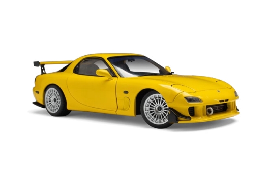 SOLIDO 1:18 Scale Diecast - 1994 Mazda RX7 FD3RS Streetfighters, Yellow - S1810603