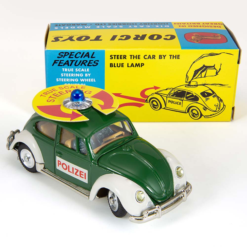 Corgi Model Club 1:44 - Volkswagen Beetle European Police Car, Geen/White - 492