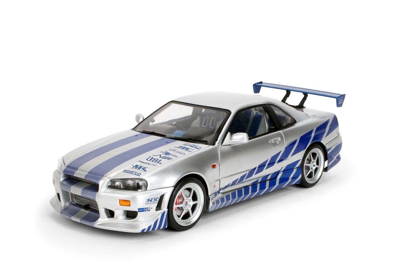Jada Diecast - 1:18 Brian's Nissan Skyline GT-R (BNR34) "Fast & Furious" Silver/Blue- 37771
