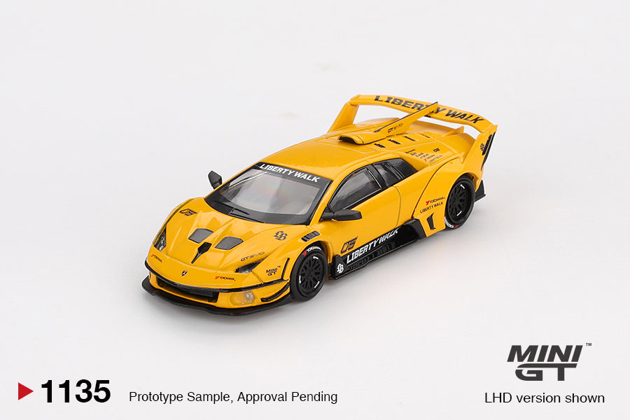 Mini GT 1:64 Diecast - Lamborghini LB-Silhouette Works Murcielago GT EVO, RHD, Yellow - MGT01135-R