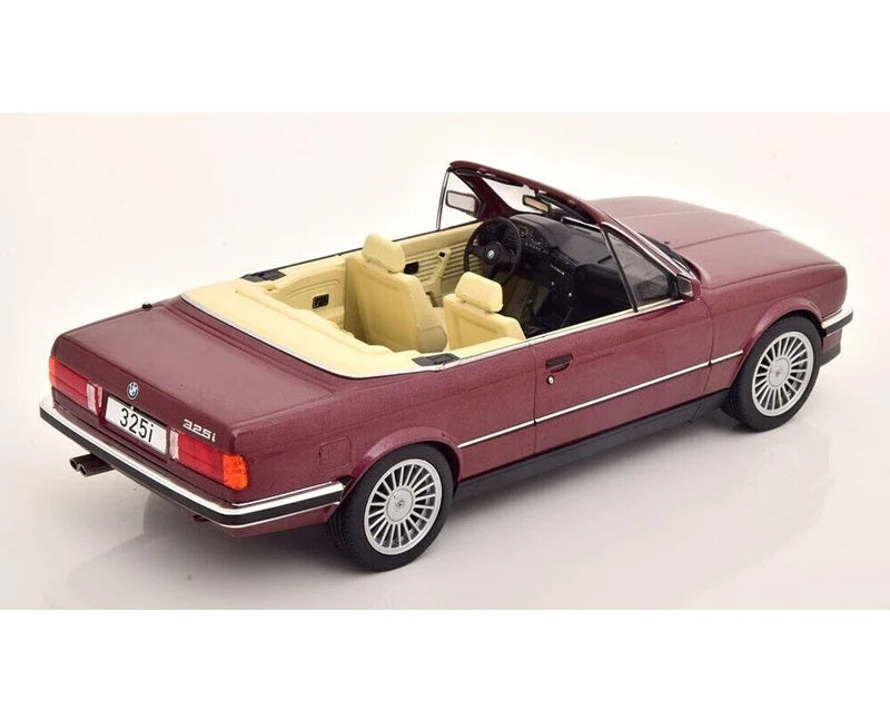 MCG 1:18 Scale Diecast Model, BMW 325I (E30) CONVERTIBLE METALLIC RED