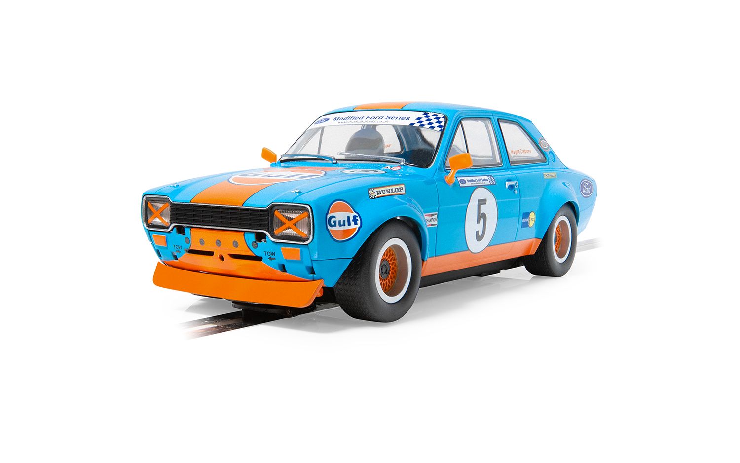 Scalextric 1:32 Scale - Ford Escort MK1 – Wayne Crabtree Modified Fords 2023 - Gulf Edition - C4530
