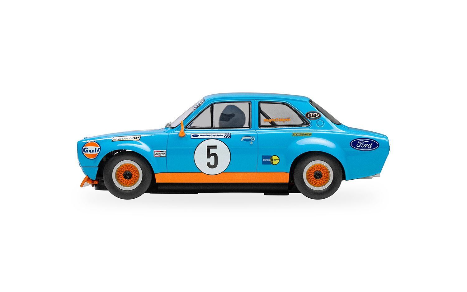 Scalextric 1:32 Scale - Ford Escort MK1 – Wayne Crabtree Modified Fords 2023 - Gulf Edition - C4530