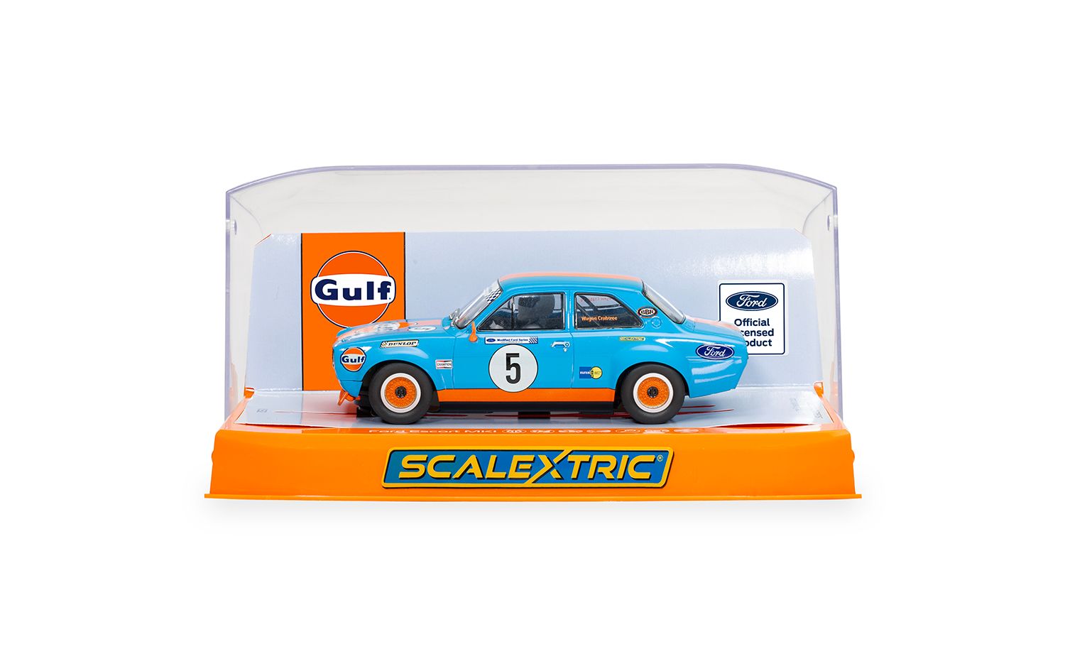 Scalextric 1:32 Scale - Ford Escort MK1 – Wayne Crabtree Modified Fords 2023 - Gulf Edition - C4530