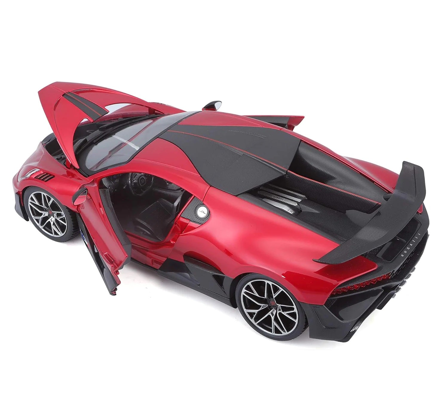 BBURAGO 1:18 Scale - Bugatti Divo in Two Tone Red and Black - Diecast Model Car