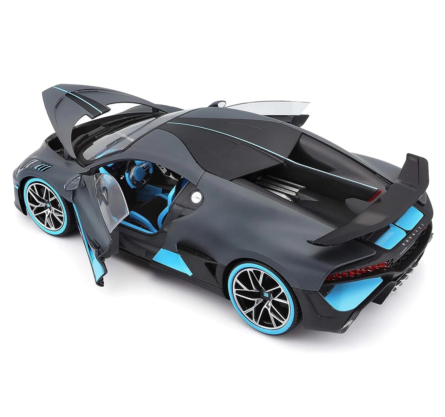 BBURAGO 1:18 Scale - Bugatti Divo in Two Tone Blue and Black - Diecast Model Car