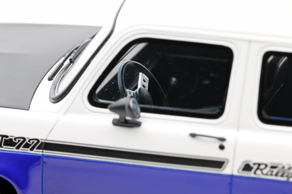 OTTO 1:18 Scale Resin Model Car - 1977 SIMCA 1000 RALLYE 2 SRT, BLUE/WHITE - (OT1063)