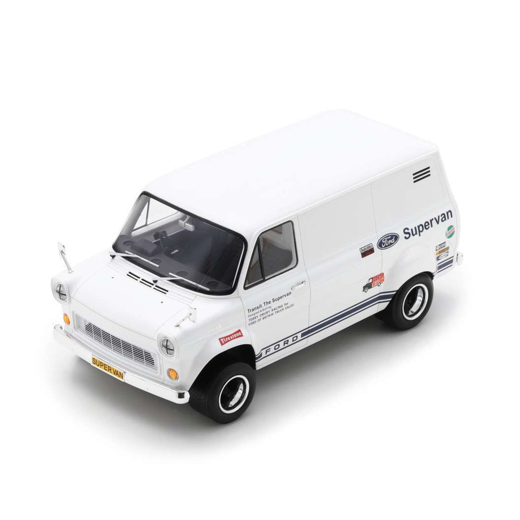 SCHUCO 1:18 Scale Diecast Model - 1971 Ford Transit Supervan 1, RHD, White