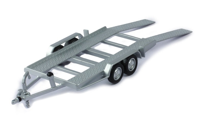 IXO 1:43 DIECAST TWIN 2 AXLE AUTOTRAILER/RALLY CAR TRAILER SILVER - TRL004S