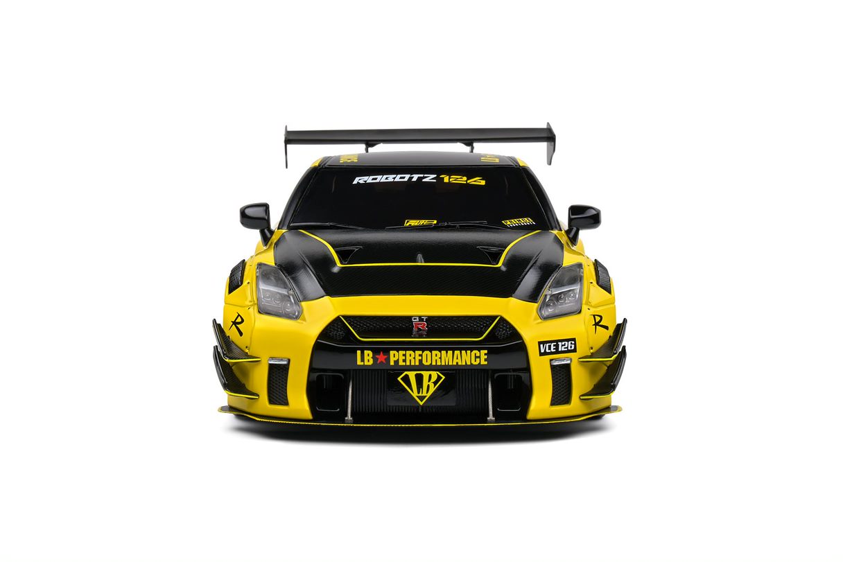 SOLIDO 1:18 Scale Diecast Model Car, Nissan GT-R (R35) w/Liberty Walk Body Kit 2.0 Yellow 2020