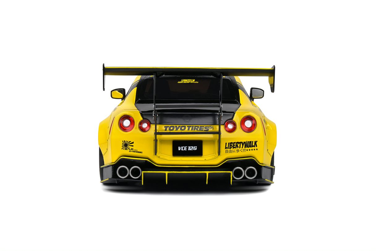 SOLIDO 1:18 Scale Diecast Model Car, Nissan GT-R (R35) w/Liberty Walk Body Kit 2.0 Yellow 2020