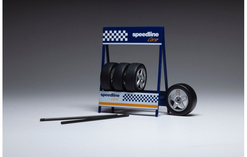 IXO 1:18 Scale Speedline Corse, Silver, Set of 4 Wheels, Axles and Stand - IXO18SET007W