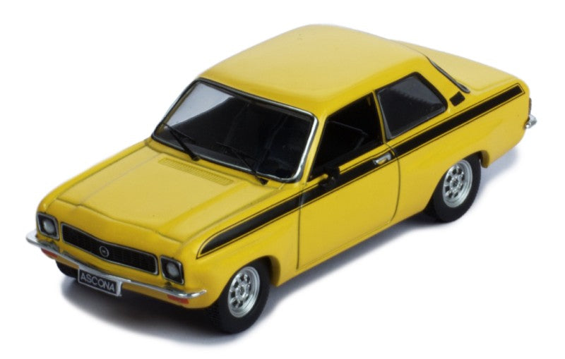 IXO 1:43 Scale Diecast - 1973 Opel Ascona A "Wide Body" - Yellow - CLC418N