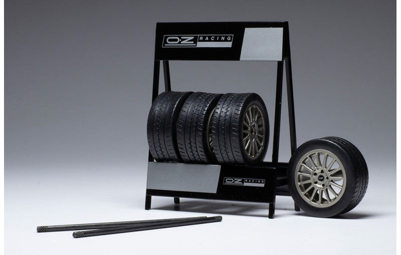 IXO 1:18 Scale OZ Superturismo WRC, Silver, Set of 4 WHEELS with Tyres, Axles and Stand - IXO18SET015W