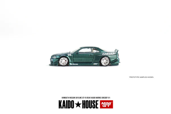 Mini Gt Kaido House 1:64 Nissan Skyline GT-R (R34) Kaido Works Greddy V1