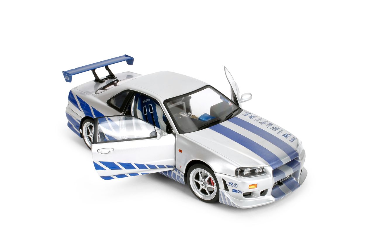 Jada Diecast - 1:18 Brian's Nissan Skyline GT-R (BNR34) "Fast & Furious" Silver/Blue- 37771