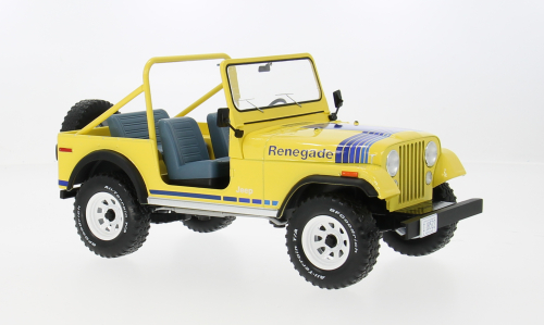 MCG 1:18 Scale Diecast Model Car - 1980 Jeep CJ-7 Renegade, Yellow - MCG18552