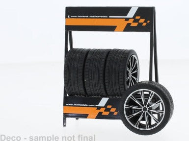 IXO 1:18 Scale RS3 Wheels, Black/Silver, Set of 4 Wheels, Tyres, Axles and Stand - IXO18SET028W