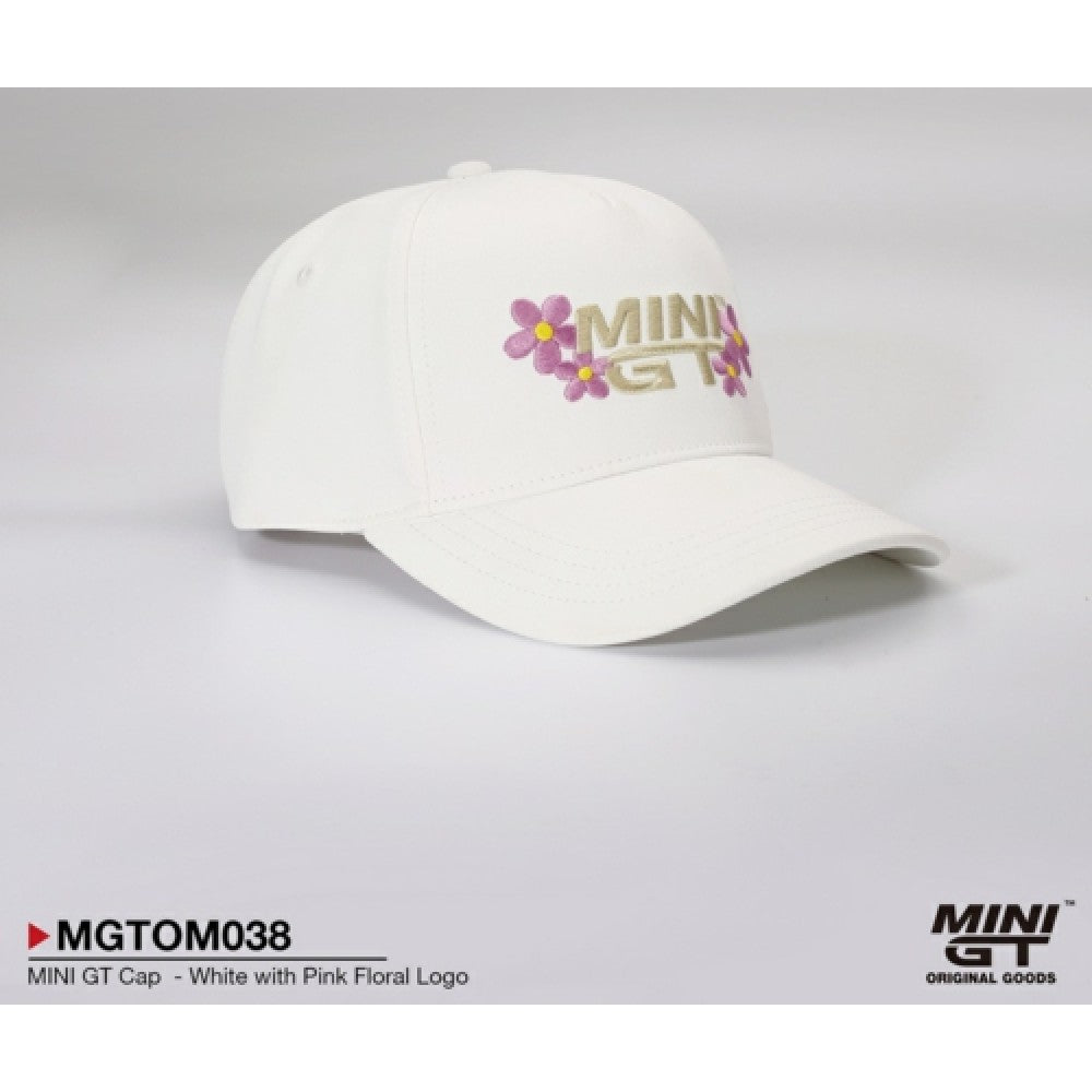 MINI GT CAP - WHITE WITH PINK FLORAL LOGO - MGTOM038