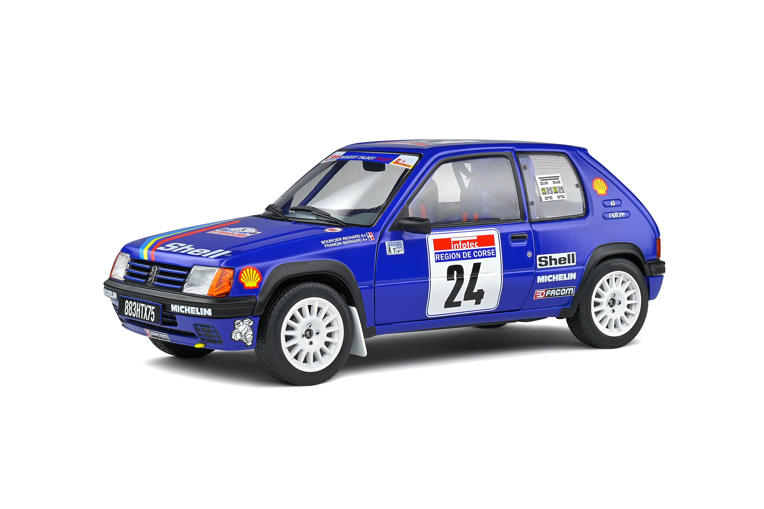 SOLIDO 1:18 Diecast Model - 1801711 Peugeot 205 Rallye Gr.A #24 Tour de Corse 1990