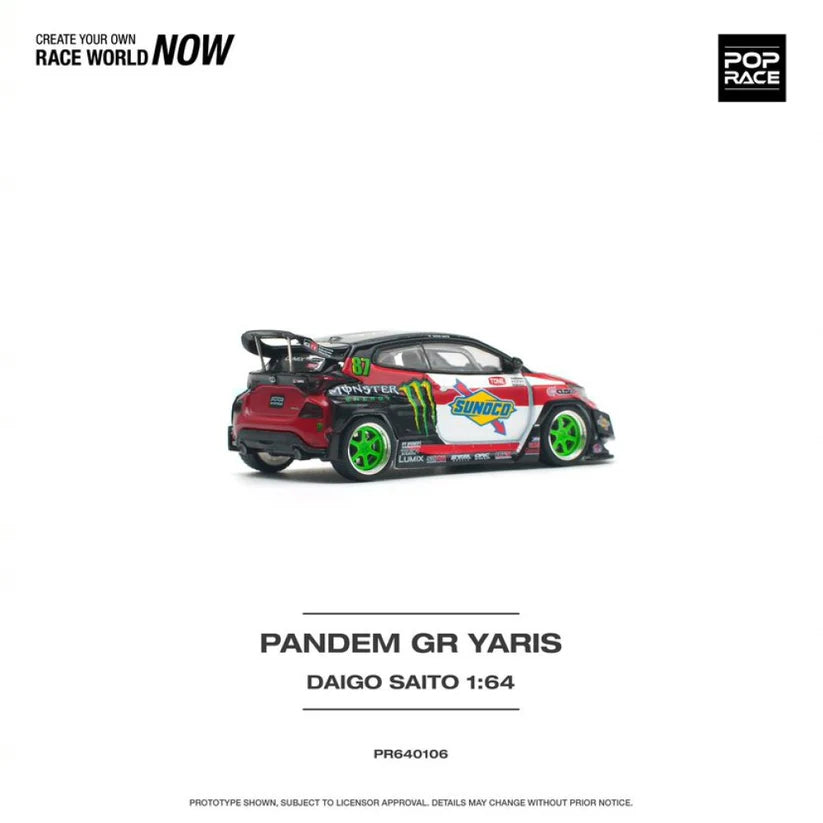 Pop Race 1:64 Diecast Toyota Pandem GR Yaris Daigo Saito - PR640106