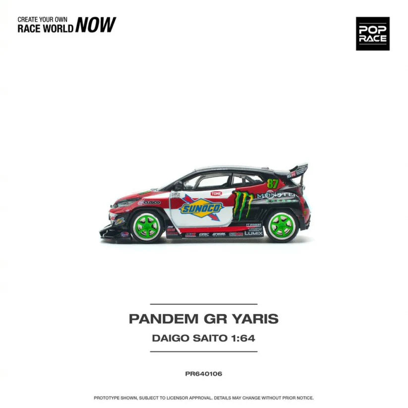 Pop Race 1:64 Diecast Toyota Pandem GR Yaris Daigo Saito - PR640106