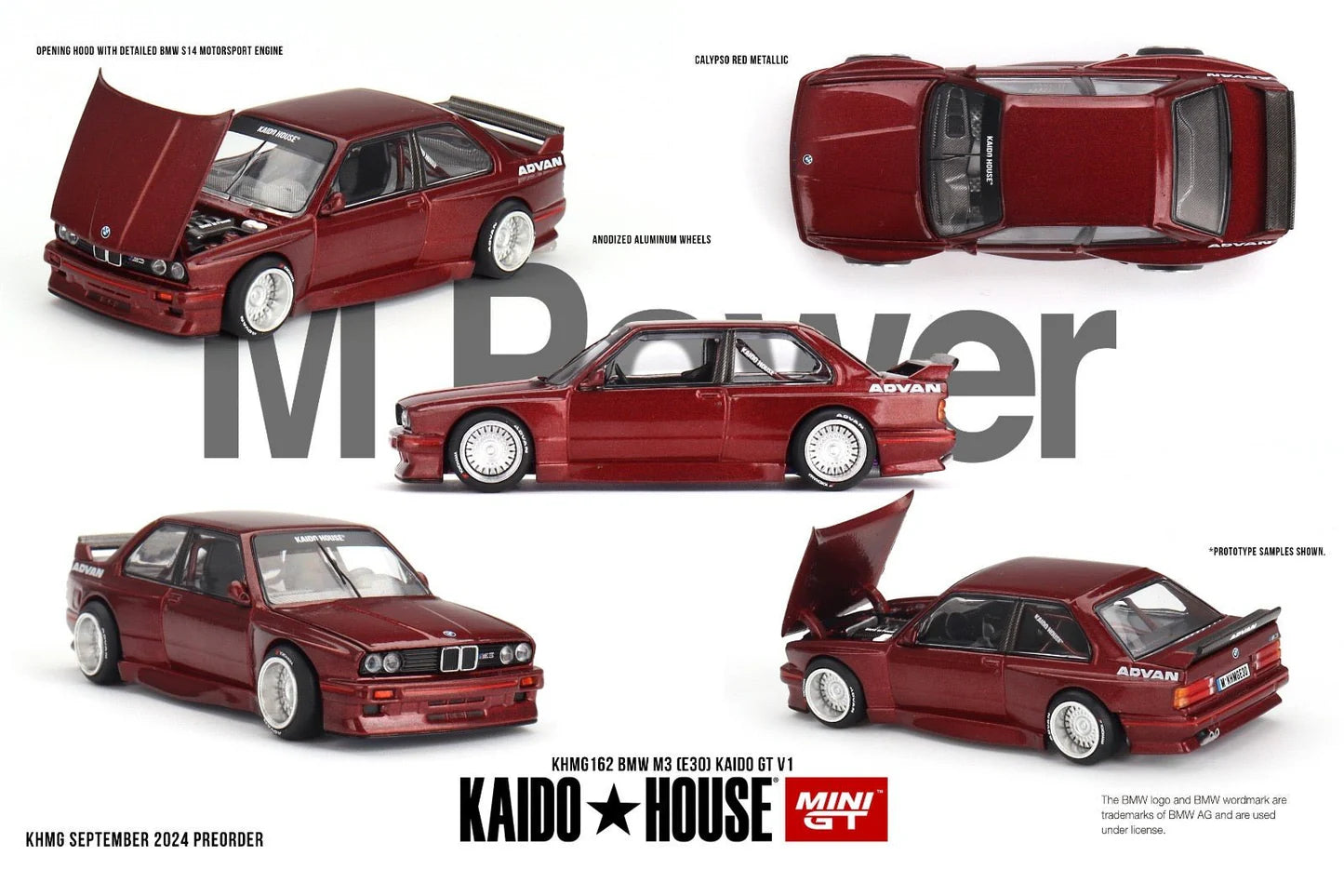 Mini GT 1:64 Kaido House BMW M3 (E30) KAIDO GT V1, Calypso Red metallic - KHMG162