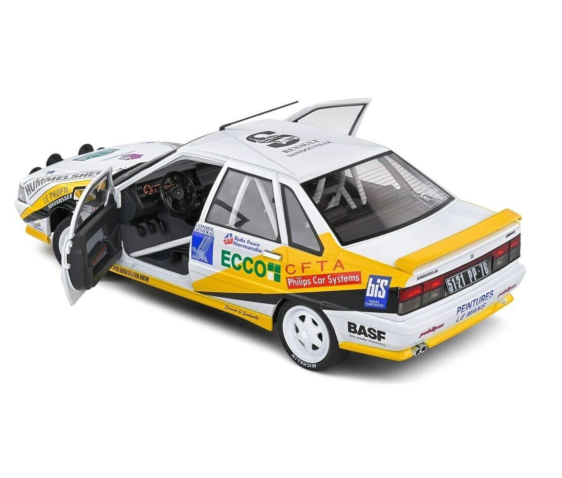 SOLIDO 1:18 Scale Diecast - Renault R21 Turbo GR.A White Rally Charlemagne 1991