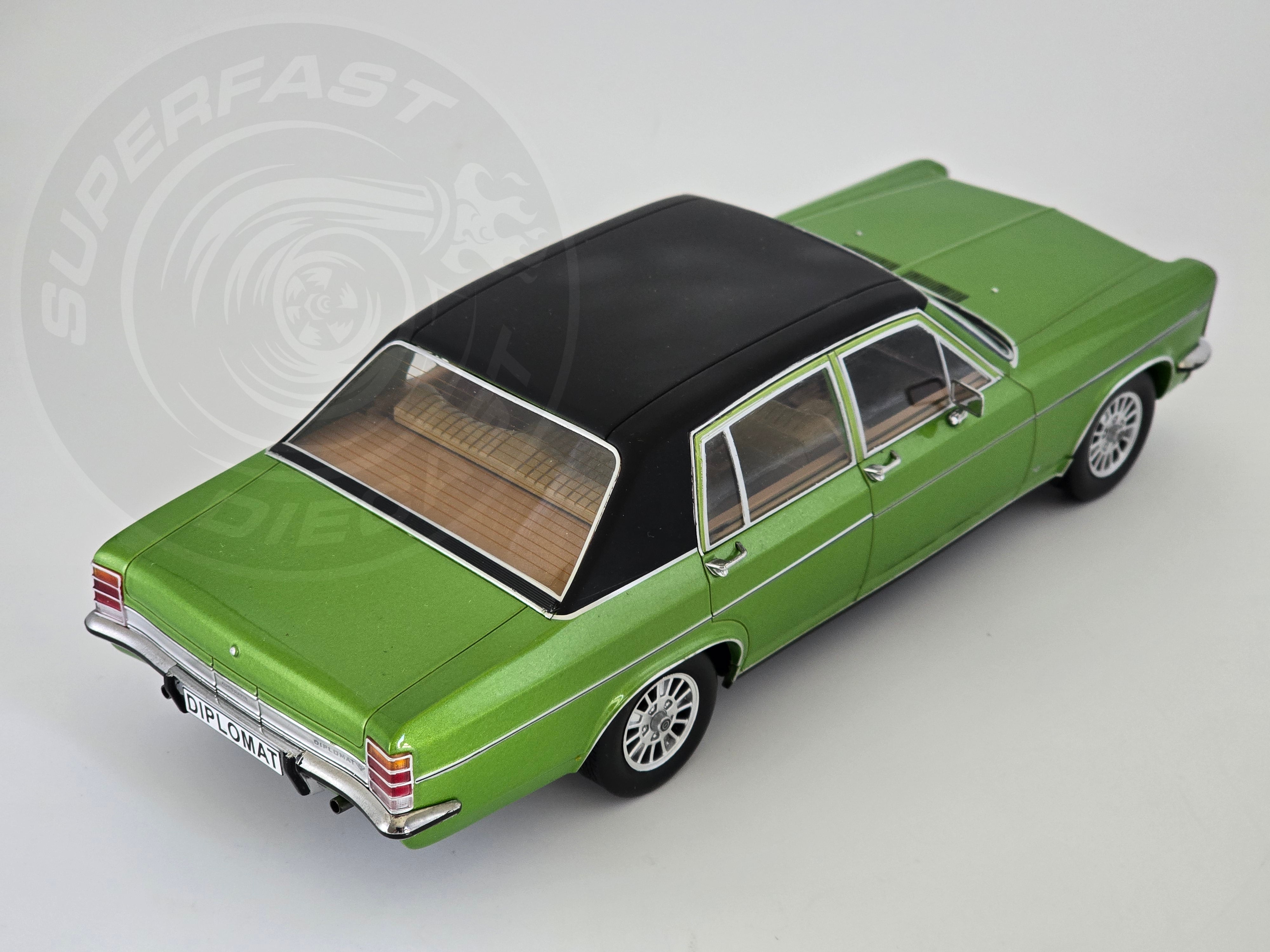 MCG 1:18 Scale Diecast Model Car - 1972 Opel Diplomat B 5.4L Automatic, Green