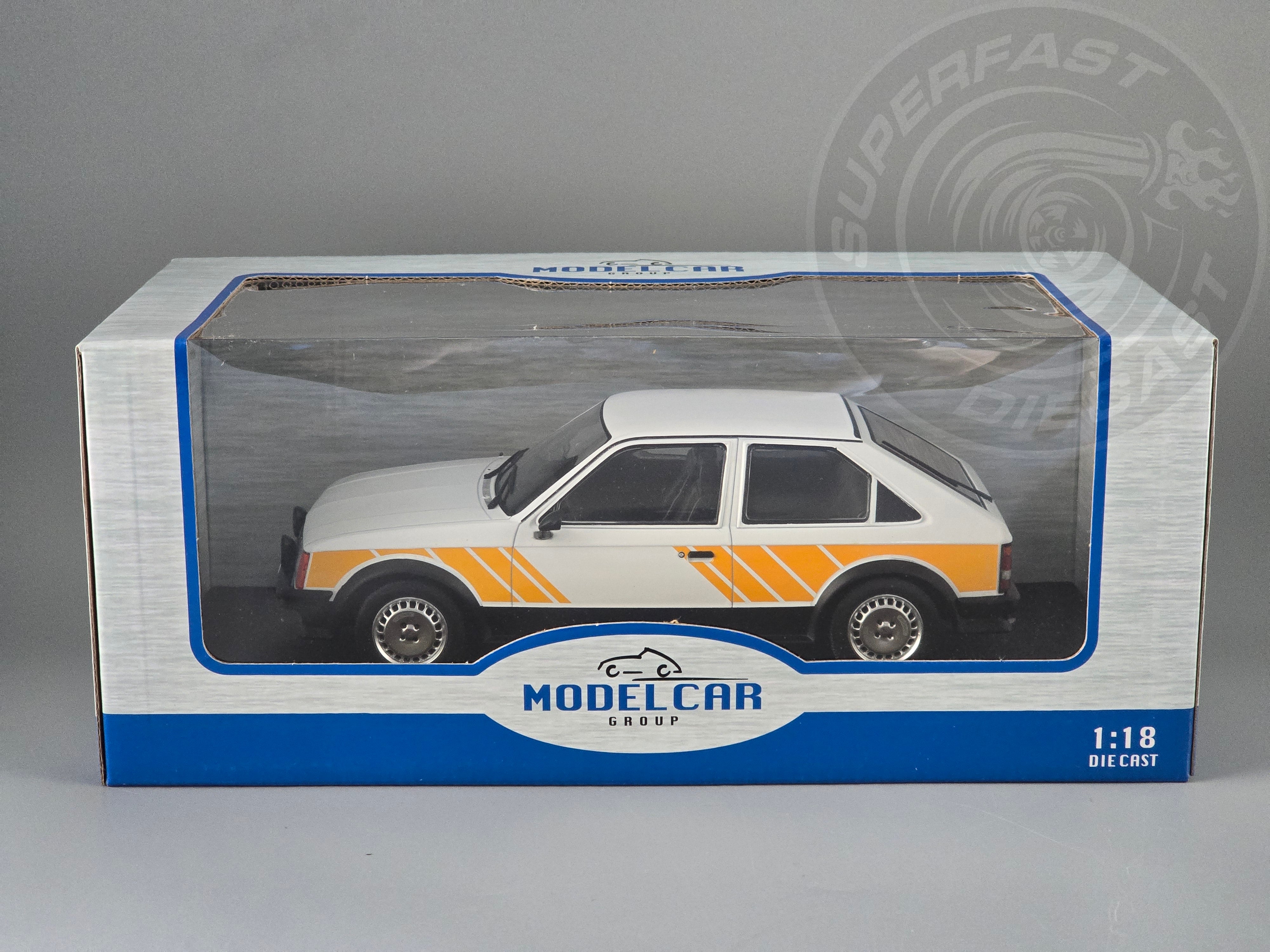 MCG 1:18 Scale Diecast Model Car - Opel Kadett D SR (Vauxhall Astra mk1) White/Yellow - MCG18534