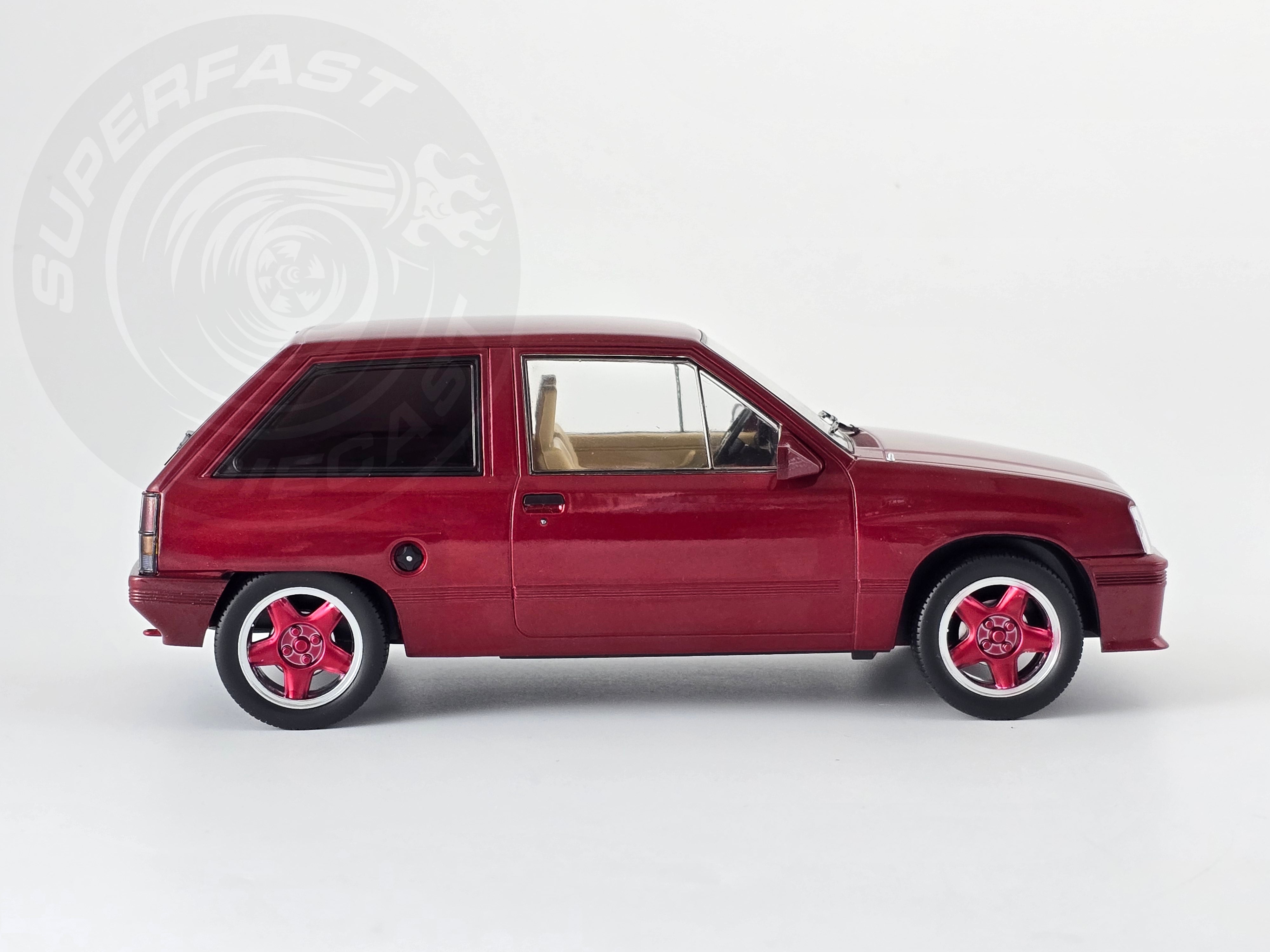 MCG 1:18 Scale Diecast - 1983 Opel Corsa A Custom (Vauxhall Nova) , Dark Red - MCG18433