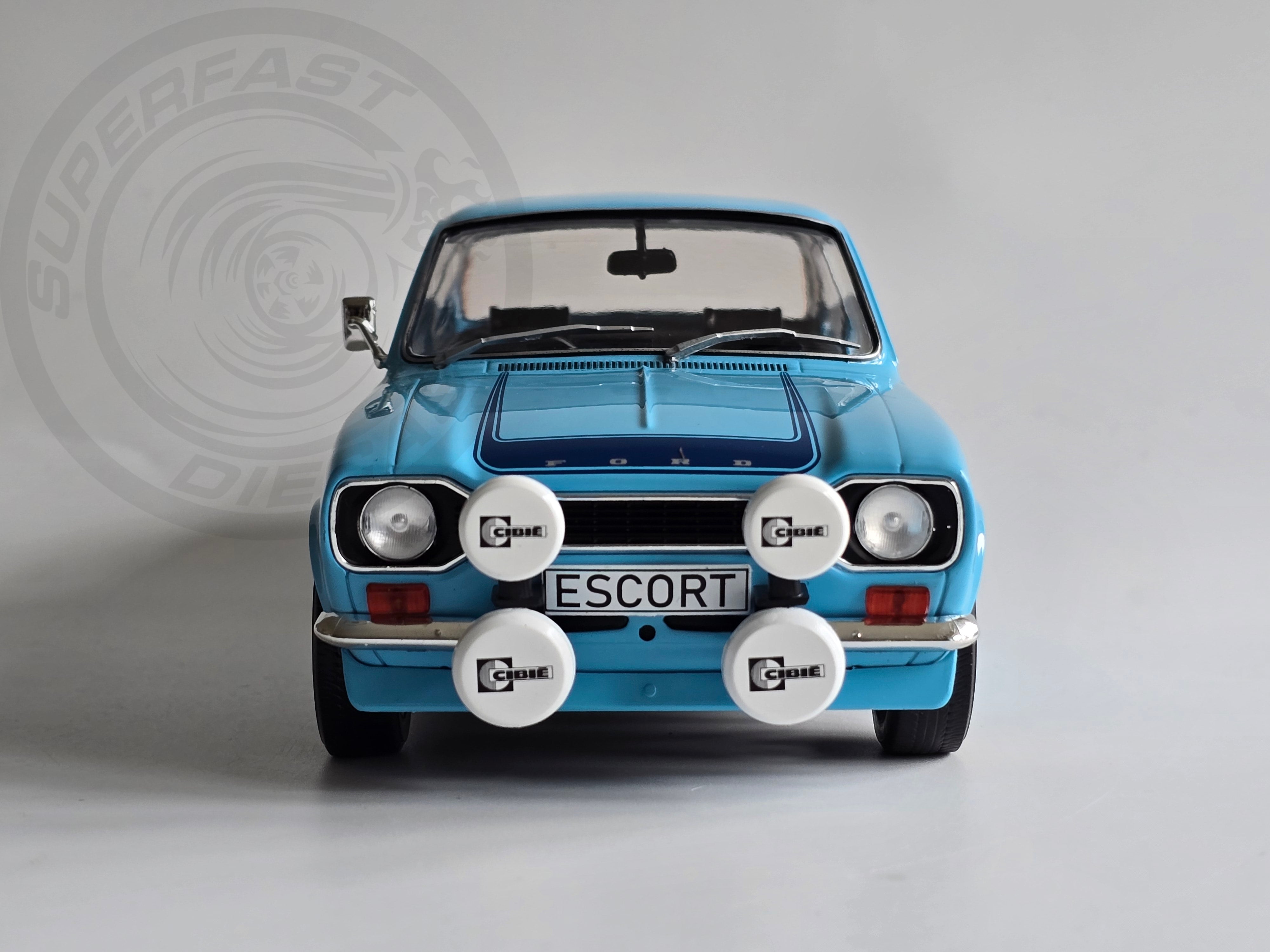 MCG 1:18 Scale Diecast Model Car -  1973 Ford Escort Mk1 RS2000 in Blue, RHD - MCG18386