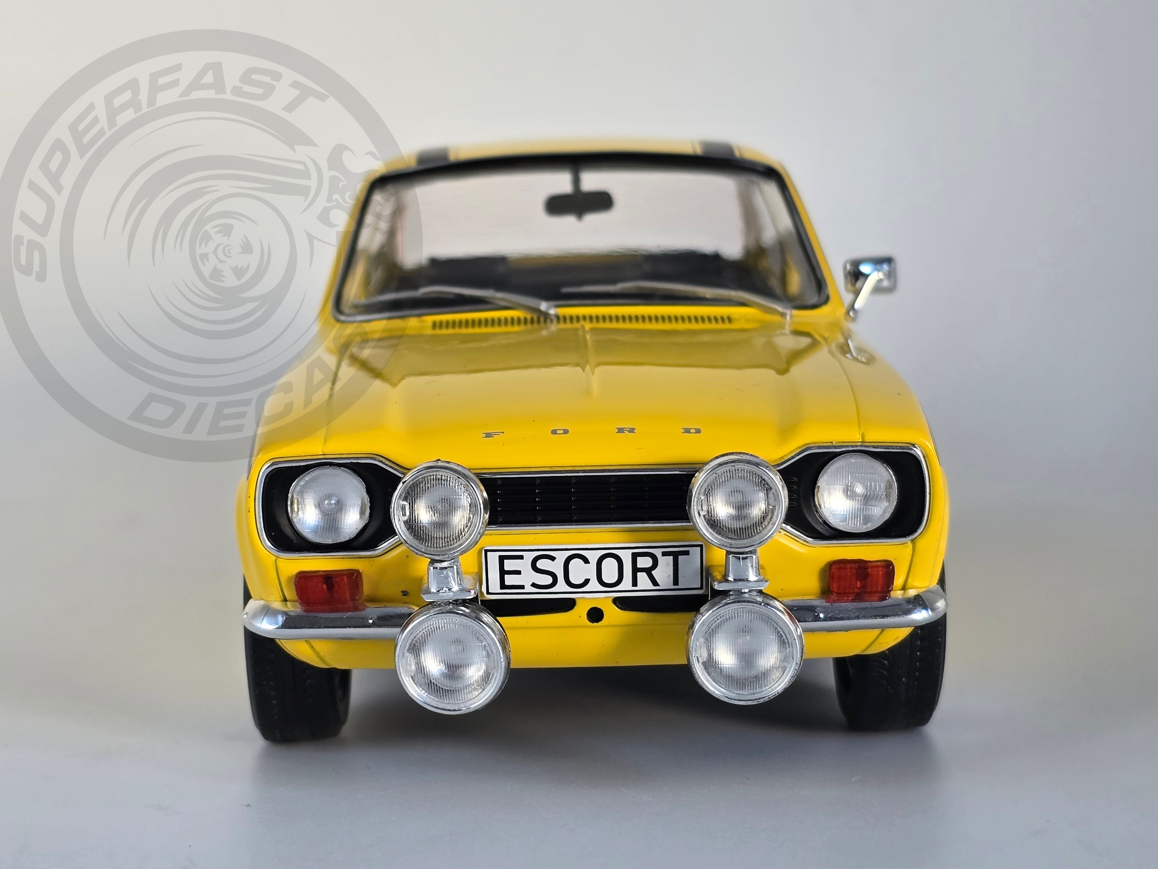 MCG 1:18 Scale Diecast Model Car - 1973 Ford Escort Mk1 Mexico in Yellow