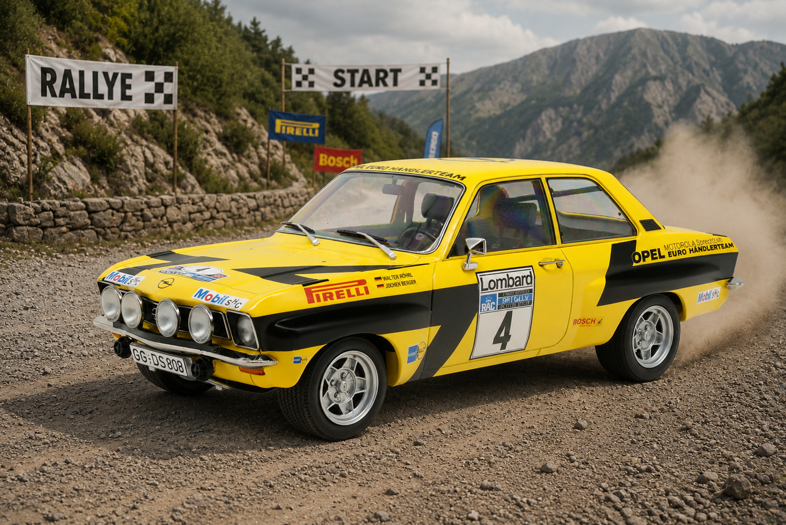 MCG 1:18 Diecast - Opel Ascona A, RAC Rally, 1975, #4, W.Röhrl/C.Geistdörfer, Yellow/Black - MCG18345R