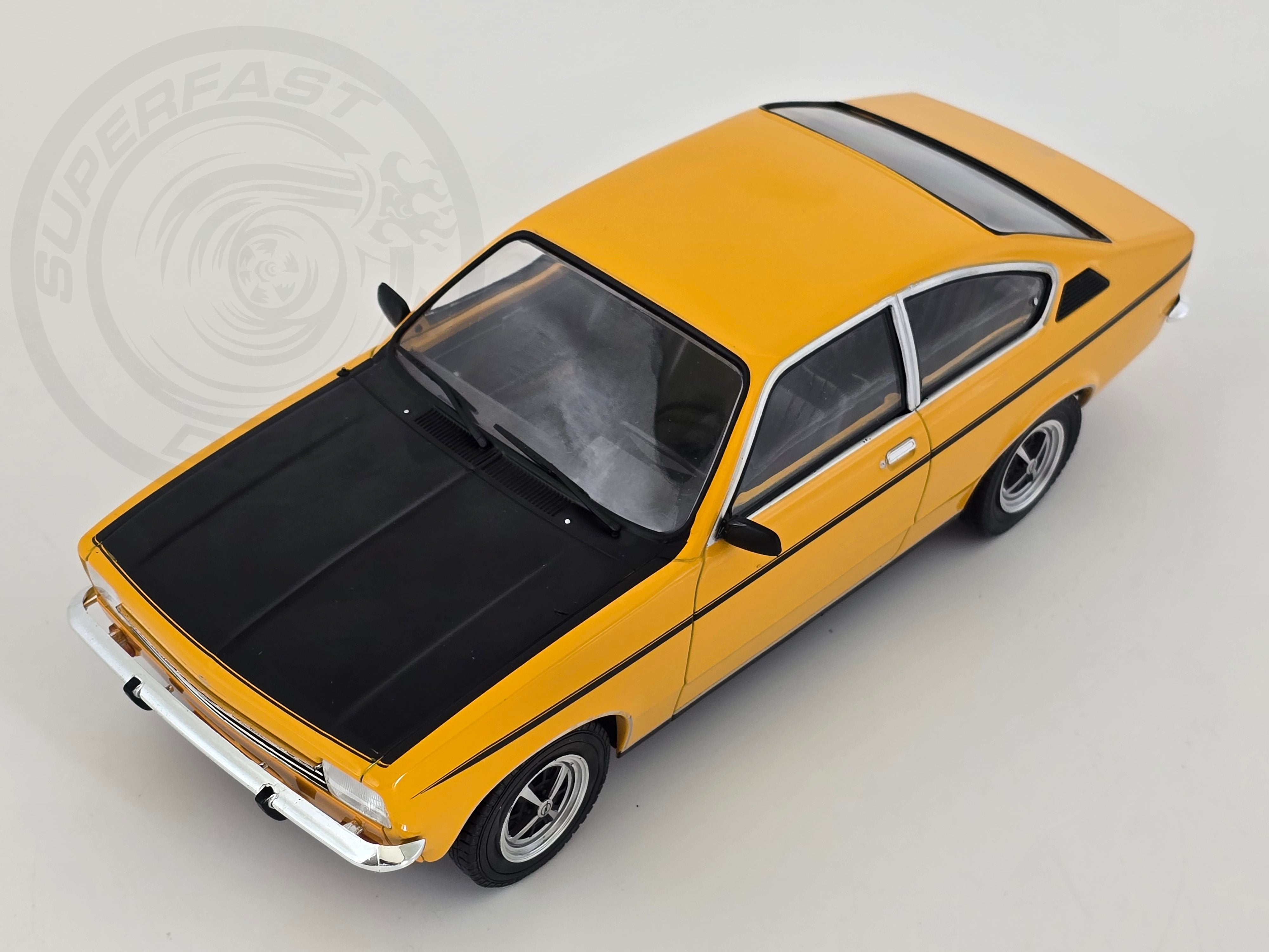 MCG 1:18 Scale Diecast Model Car - 1977 Opel Kadett C Coupe 1.2SR, Yellow