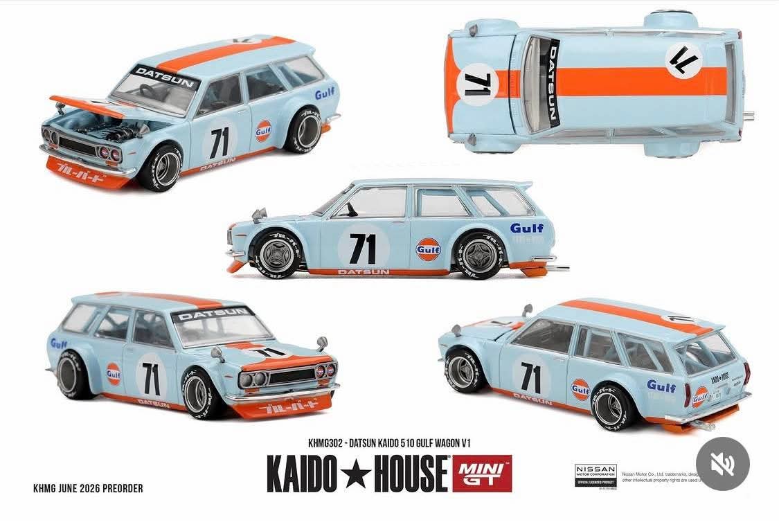 Mini GT 1:64 Kaido House - Datsun Kaido 510 Gulf Wagon V1 - KHMG302