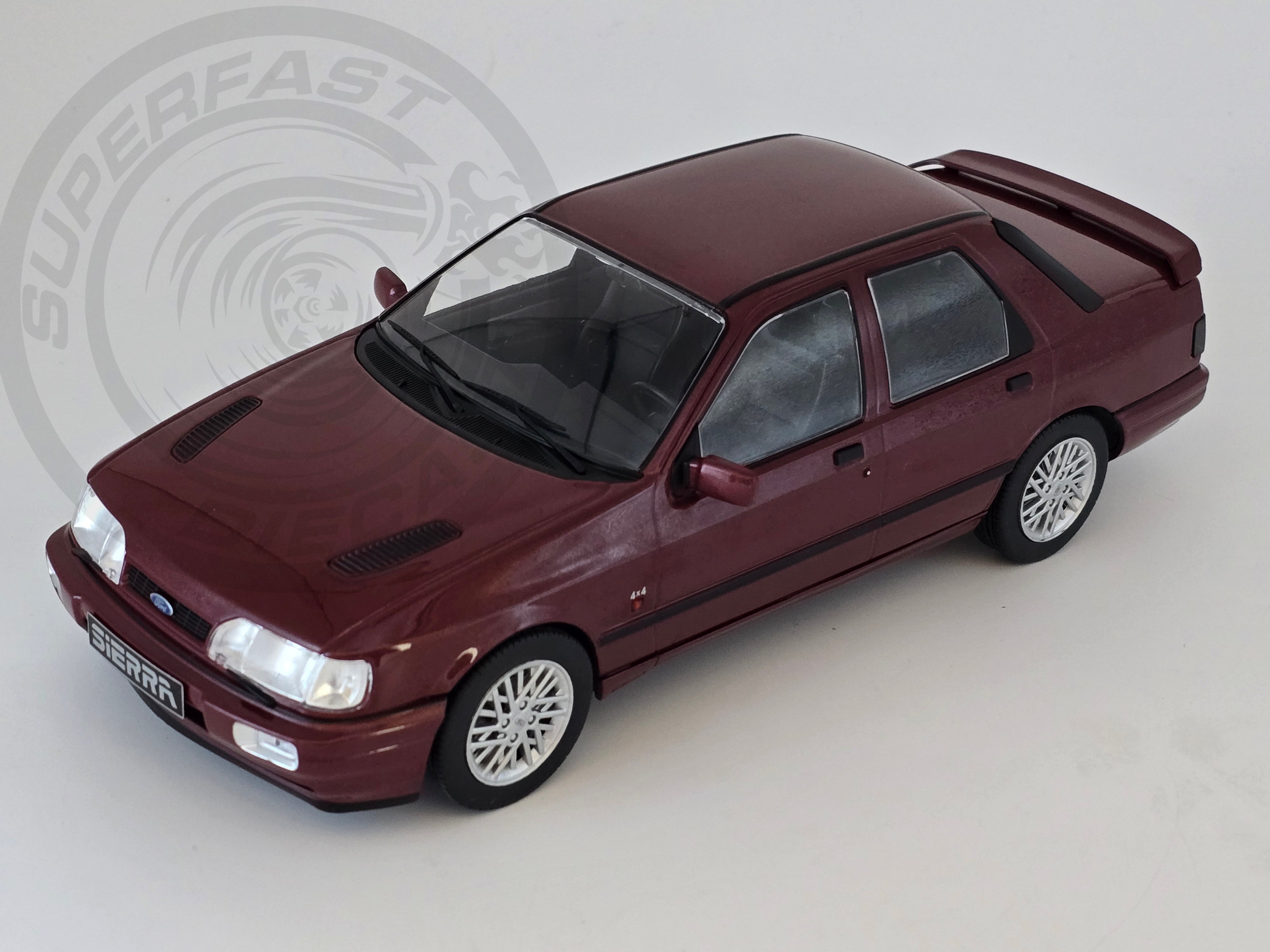 MCG 1:18 Scale - 1990 Ford Sierra Sapphire Cosworth 4x4, Dark Red Metallic (Magenta) - MCG18354