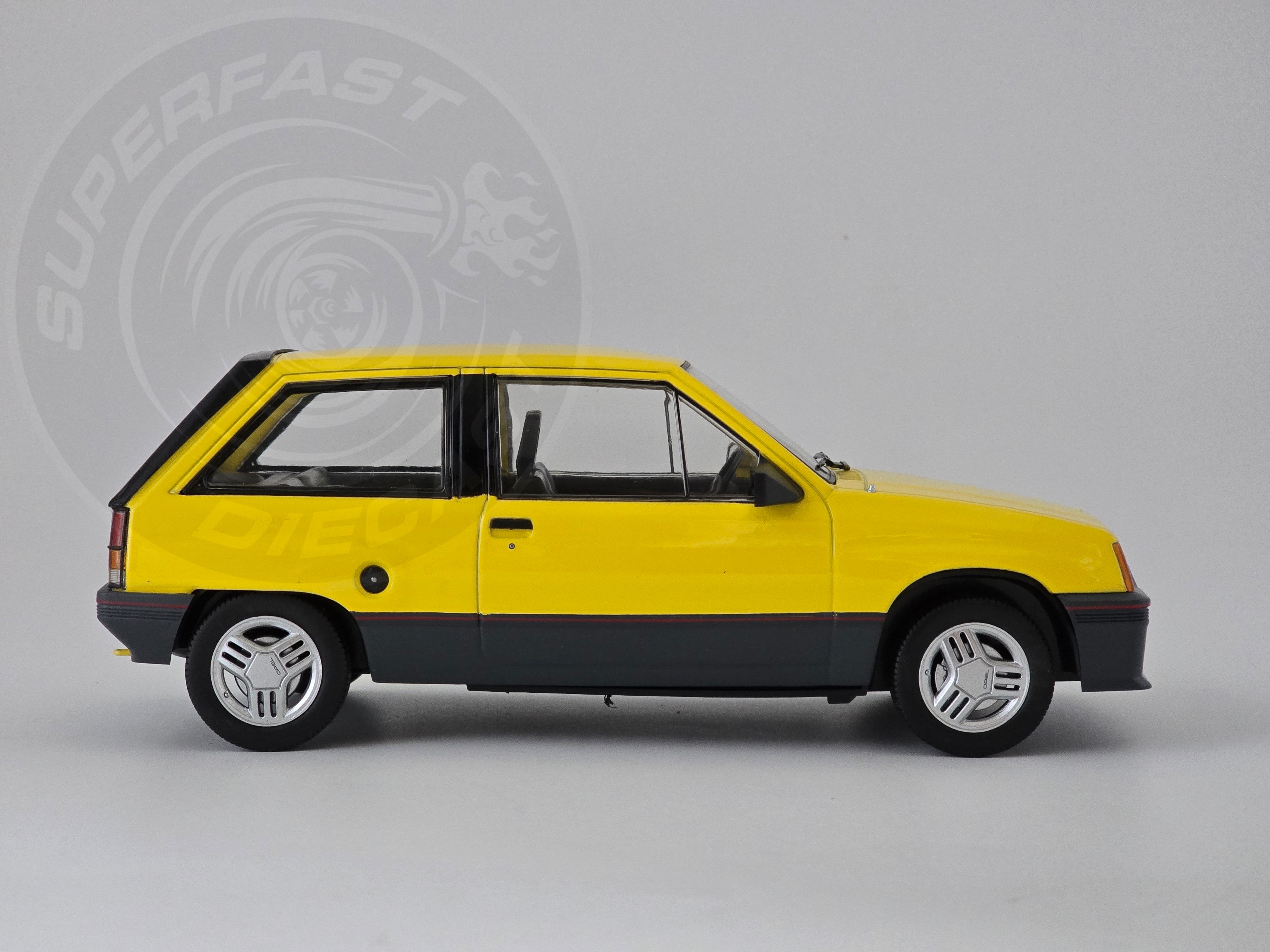 MCG 1:18 Scale Diecast - 1983 Opel Corsa A SR (Vauxhall Nova), Yellow - MCG18431