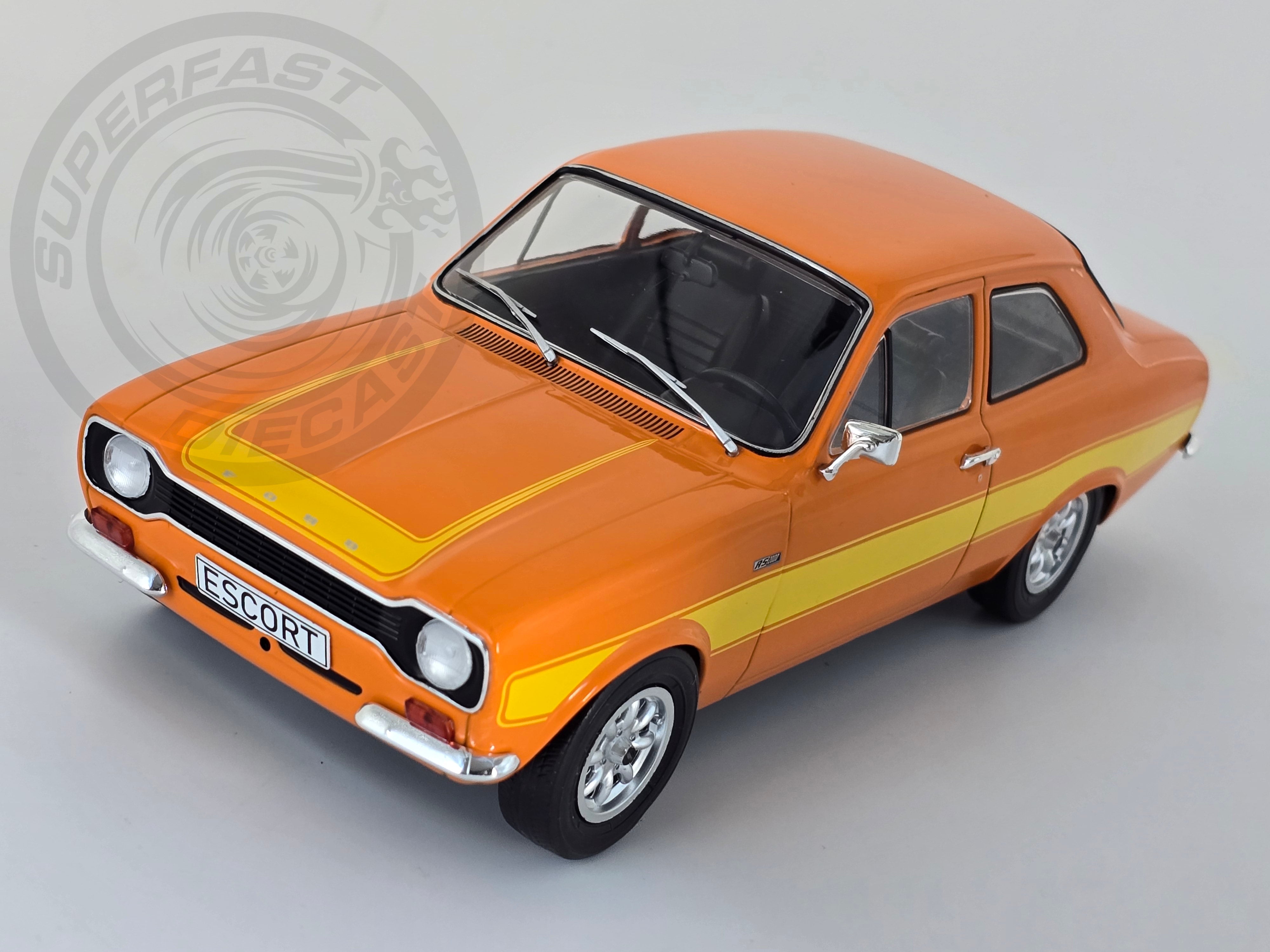 MCG 1:18 Scale Diecast Model Car - 1973 Ford Escort Mk1 RS2000 in Orange - LHD