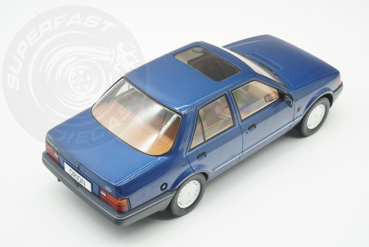 MCG 1:18 Scale Diecast - Ford Orion Mk II Basic Version LHD with Hub Caps, Blue - MCG18490