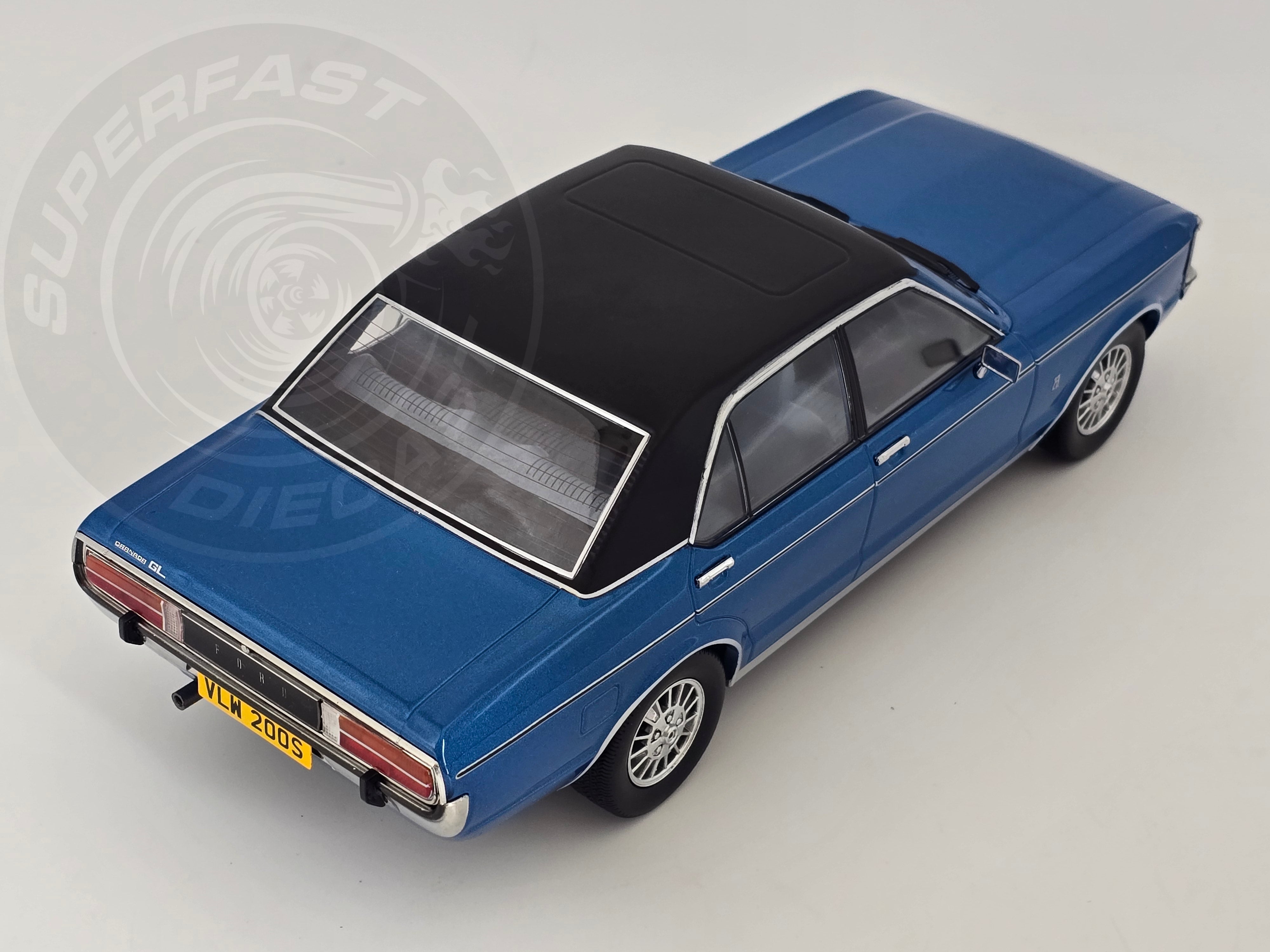 MCG 1:18 Scale Diecast Model Car - 1975 Ford Granada MK 1, Metallic Blue (RHD) - UK Exclusive