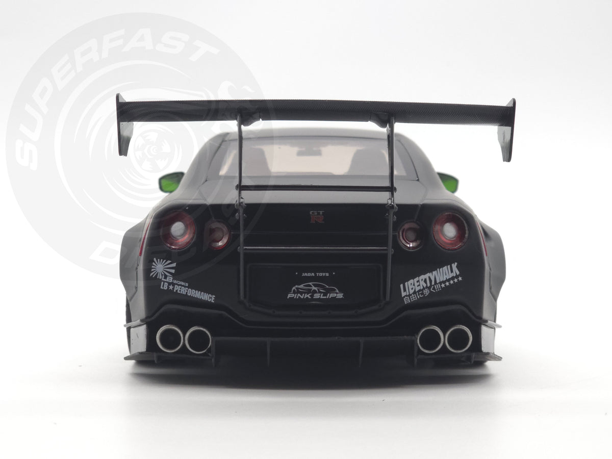 Jada 1:18 Scale Diecast - Pink Slips - Nissan GT-R (R35) with Liberty Walk Body Kit 2.0, Green/Black - 35724